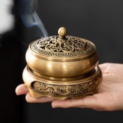 荷塘月色仿古銅香爐金蓮平底爐香座– 普雲閣